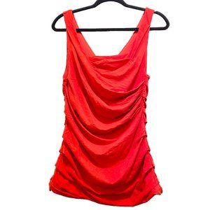 Express Gathered Seem Square Neck V Back Tank Top | Red
